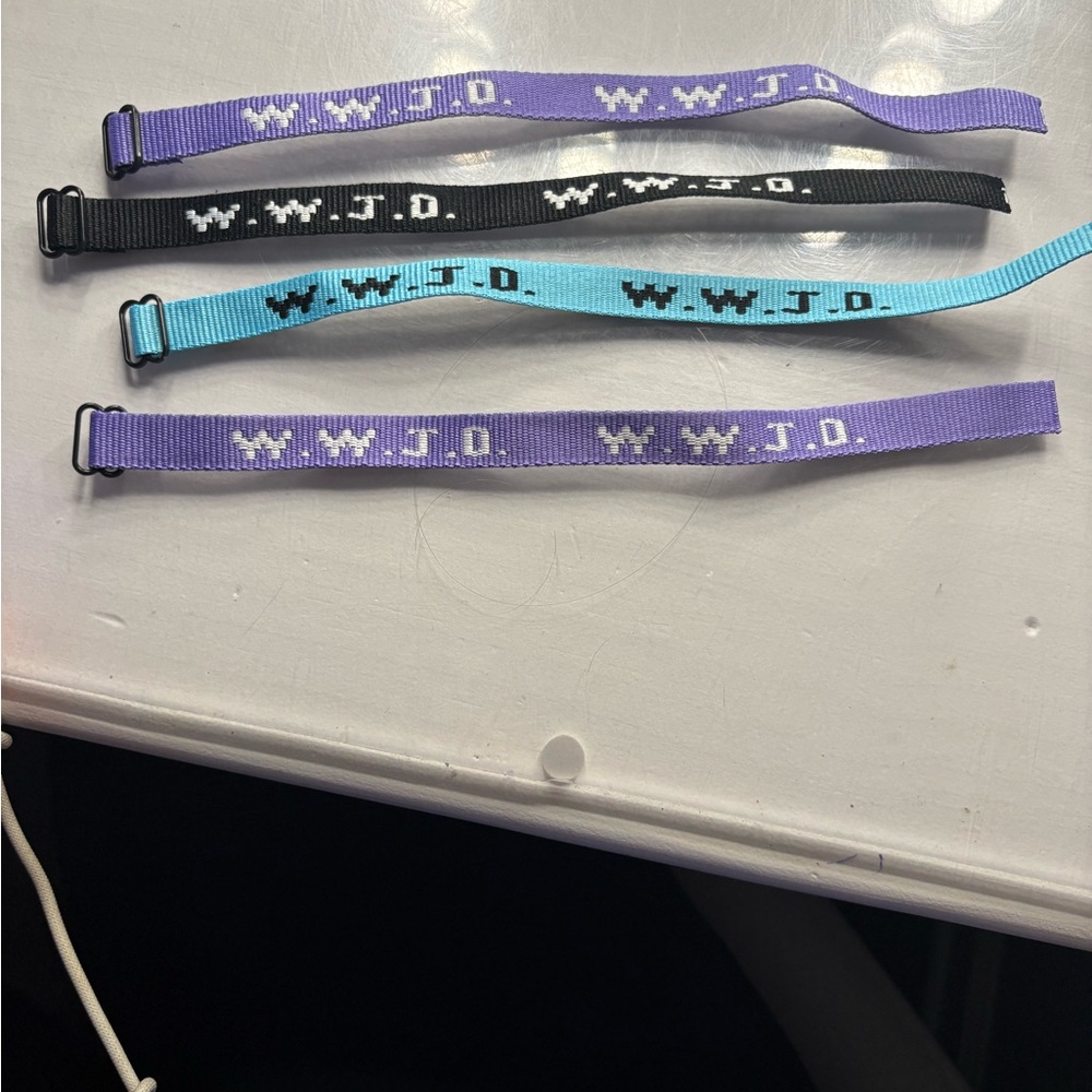 WWJD Women's Bracelet Set - Black, Blue, Purple
